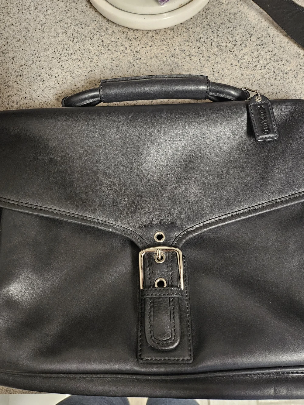 Vtg Coach Briefcase H23-5238 Black Leather Buckle Laptop Bag Clean